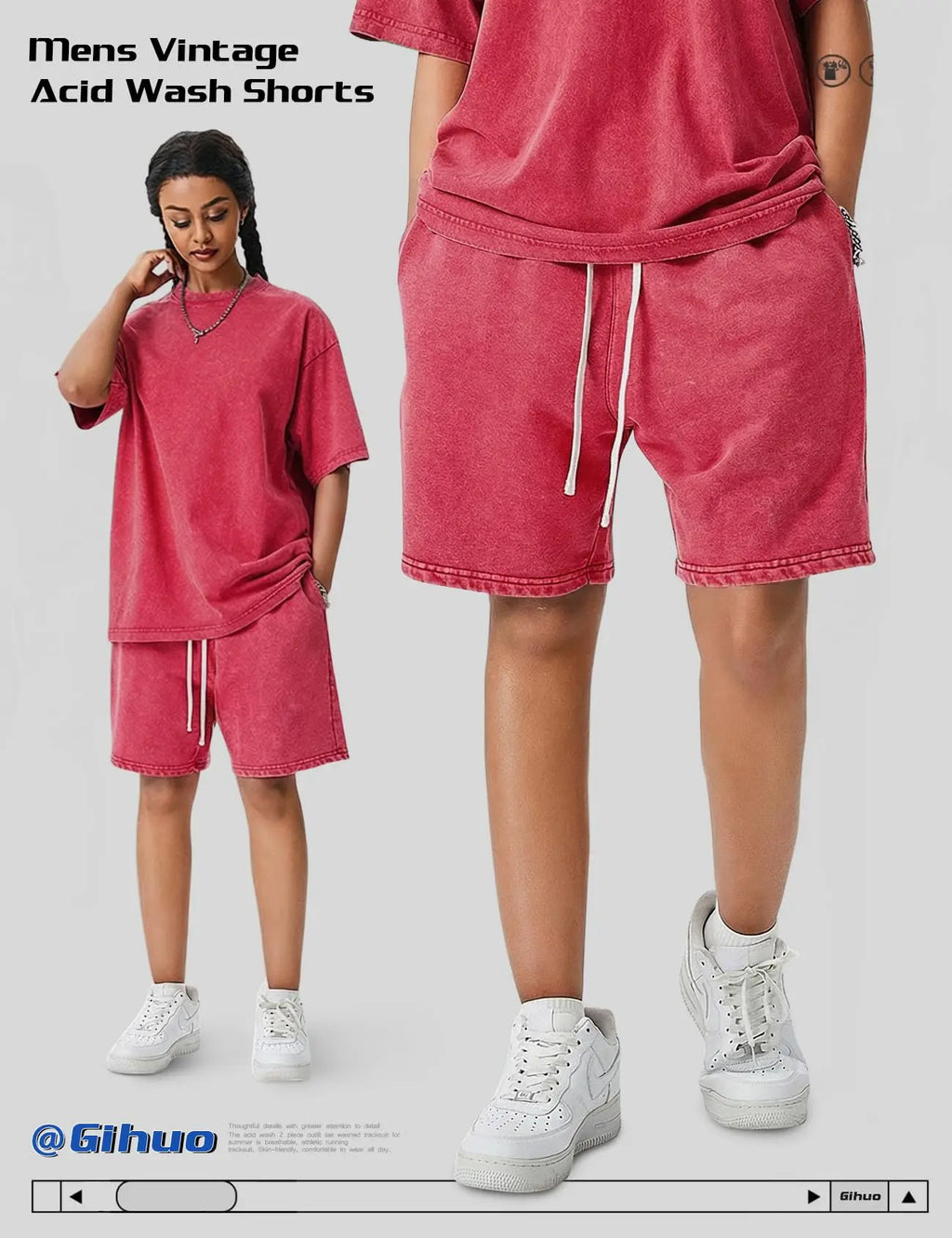 Gihuo Men's Unisex Cotton Workout Shorts with Pockets