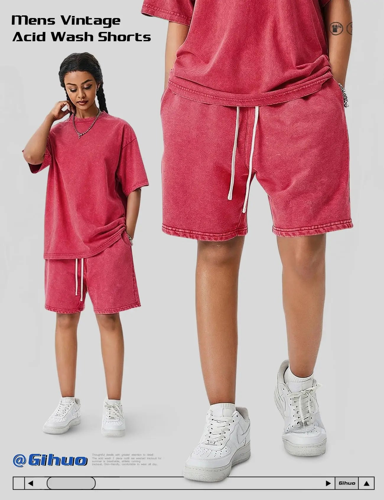Gihuo Men's Unisex Cotton Workout Shorts with Pockets