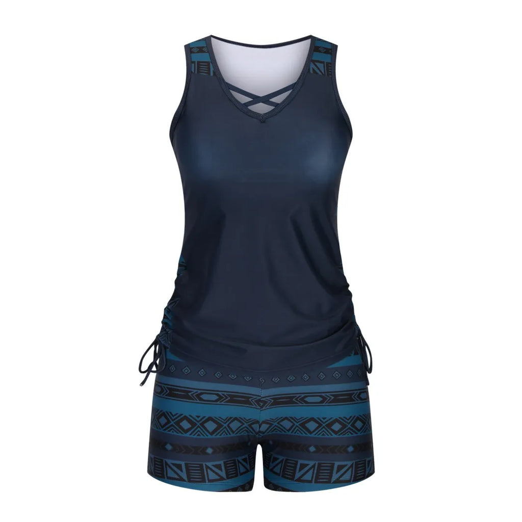 ⏰LAST DAY 60% OFF - Miraclesuit Women's Tummy Control Tankini Set with Built-In Bra – Flattering Boho Swimwear with Shorts🔥