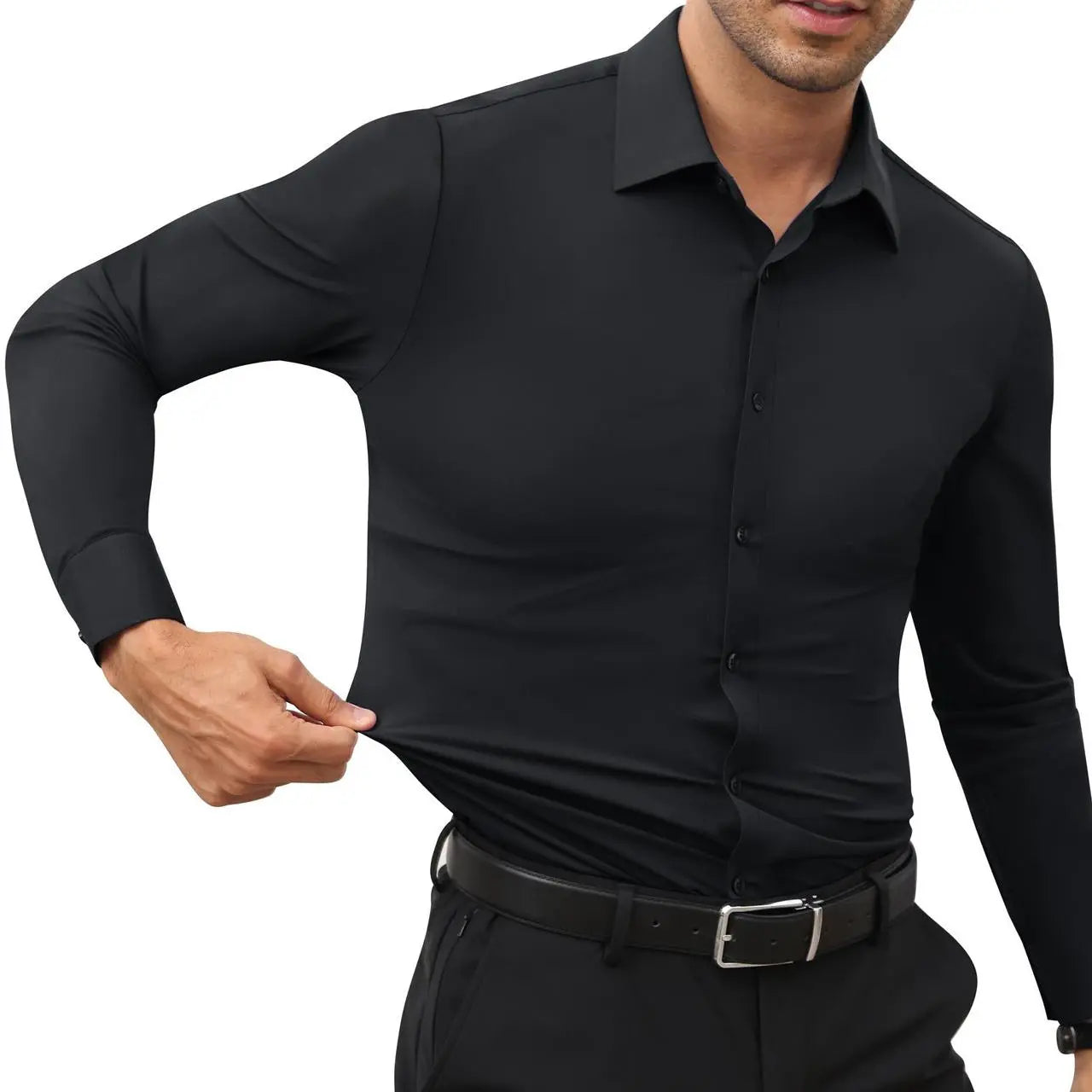 Elencoco Slim Fit Big and Tall Mens Button Down Shirt Stretch Mens Dress Shirts Long Sleeve Muscle Fit Dress Shirts for Men,Shop tiktok store,Going out outfit,Boyfriend gifts,Gifts for him