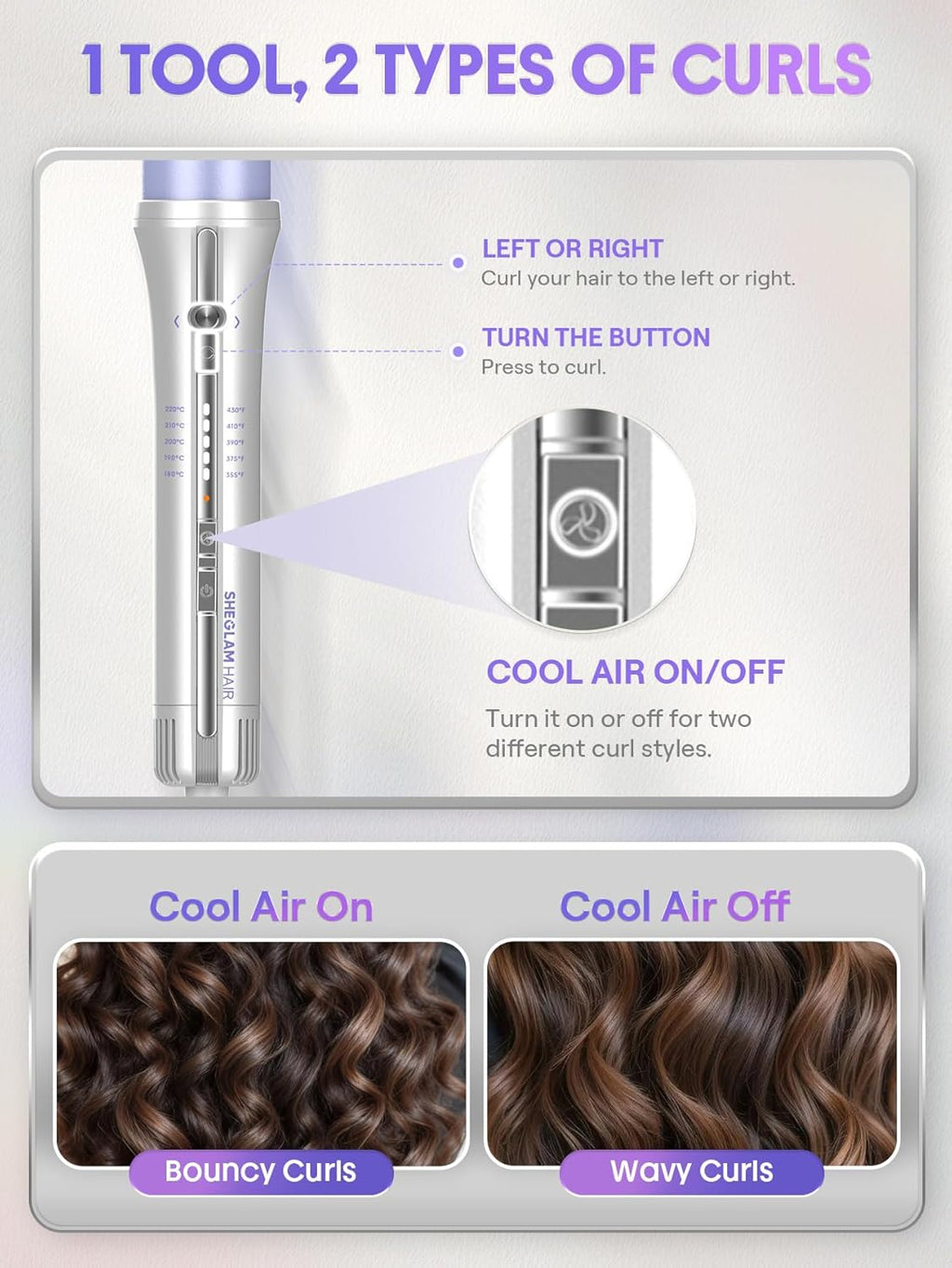 AirFlow Pro: 360° Auto-Rotating Curling Iron with Cool Air Tech