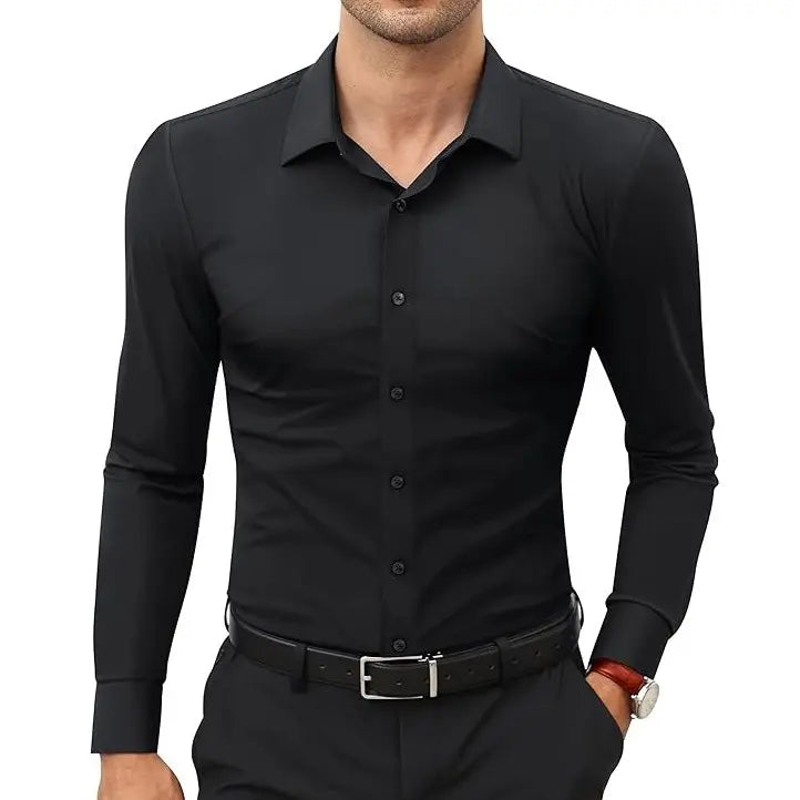 Elencoco Slim Fit Big and Tall Mens Button Down Shirt Stretch Mens Dress Shirts Long Sleeve Muscle Fit Dress Shirts for Men,Shop tiktok store,Going out outfit,Boyfriend gifts,Gifts for him
