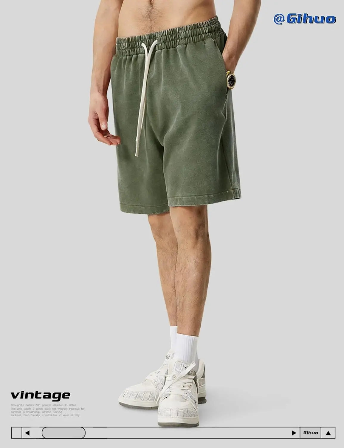 Gihuo Men's Unisex Cotton Workout Shorts with Pockets