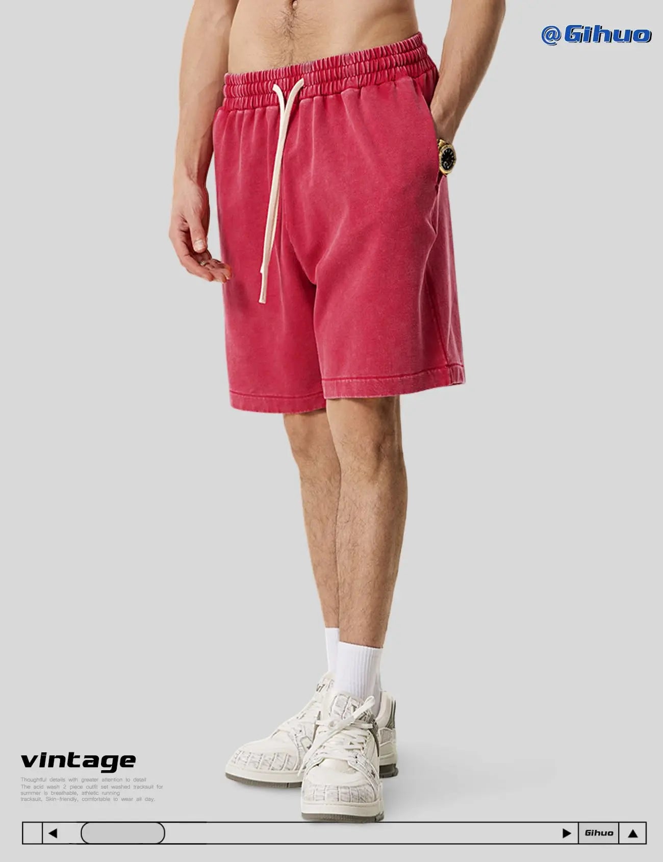 Gihuo Men's Unisex Cotton Workout Shorts with Pockets