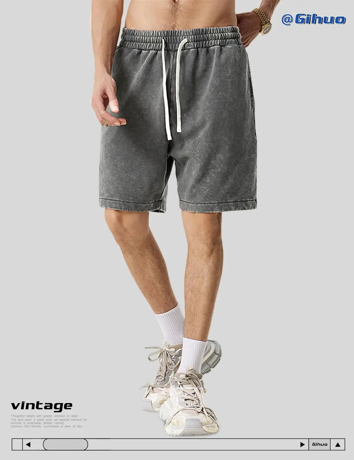 Gihuo Men's Unisex Cotton Workout Shorts with Pockets