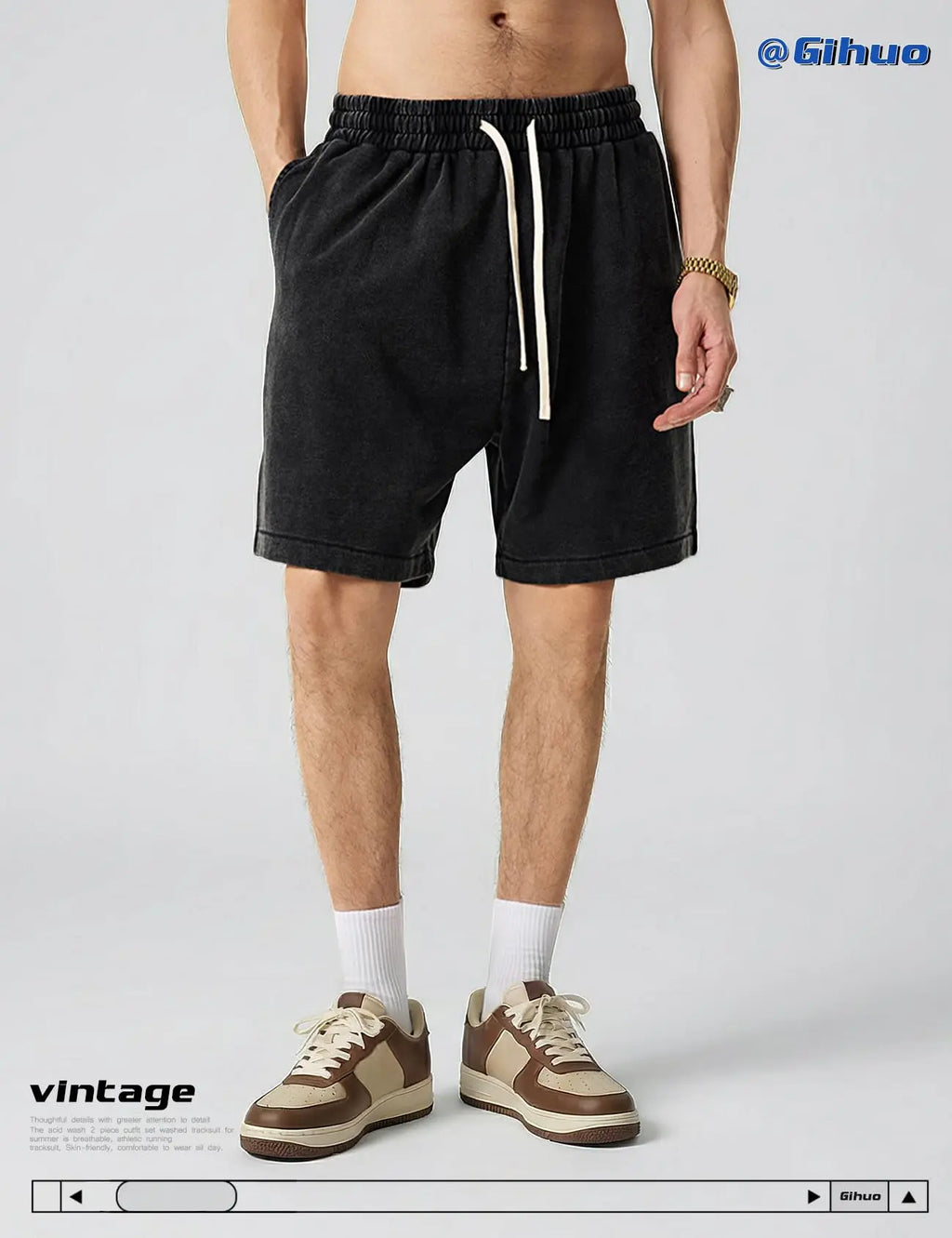 Gihuo Men's Unisex Cotton Workout Shorts with Pockets